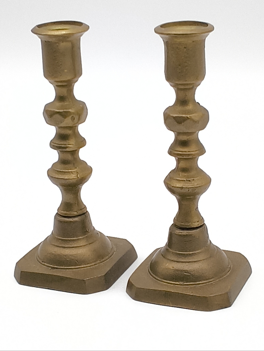 Antique English Style Brass Taper Candle Holders - Set of 2
